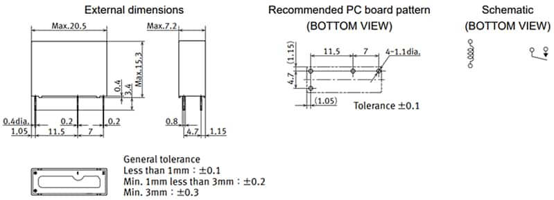 机械图纸 - Panasonic Industrial Devices LD-P通用功率继电器
